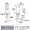 Bristan Capri Basin Mixer Eco-Click Bathroom Tap Pop-Up Waste Dimensions